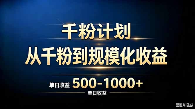 抖音千粉账号计划，从千粉到规模化收益 500-1000+单日收益-优优云创网