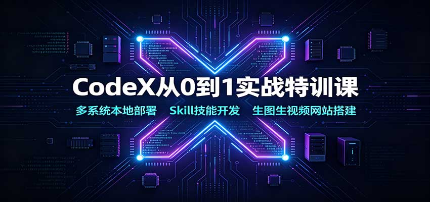 CodeX从0到1实战特训课：多系统本地部署，Skill技能开发，生图生视频网站搭建-优优云创网