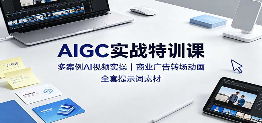 AIGC实战特训课:多案例AI视频实操,商业广告转场动画,全套提示词素材-优优云创网