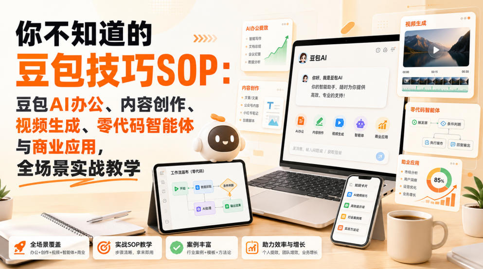 你不知道的豆包技巧SOP：豆包AI办公、内容创作、视频生成、零代码智能体与商业应用，全场景实战教学-优优云创网