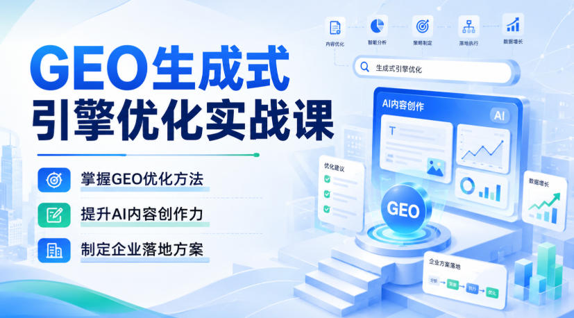 GEO生成式引擎优化实战课，掌握GEO优化方法，提升AI内容创作力，制定企业落地方案-优优云创网
