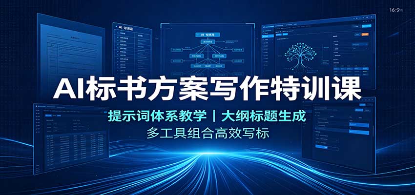 AI标书方案写作特训课：提示词体系教学，大纲标题生成，多工具组合高效写标-优优云创网