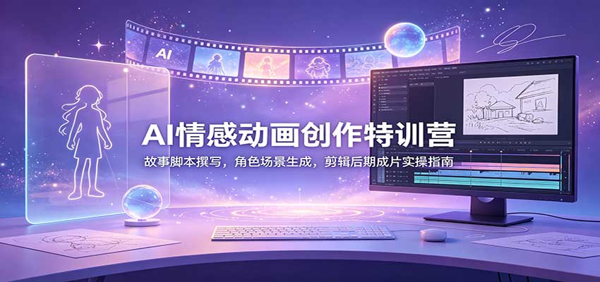 AI情感动画创作特训营：故事脚本撰写，角色场景生成，剪辑后期成片实操指南-优优云创网
