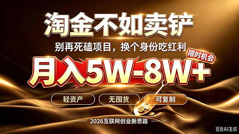 别再傻乎乎埋头跑项目!互联网真正赚钱逻辑:做卖铲人,拒绝当韭菜,逆风翻盘月入5-8W+-优优云创网
