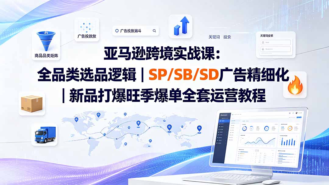 亚马逊跨境实战课-更新8月：全品类选品逻辑｜SP/SB/SD广告精细化｜新品打爆旺季爆单全套运营教程-优优云创网