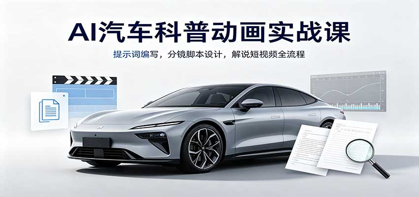AI汽车科普动画实战课：提示词编写，分镜脚本设计，解说短视频全流程-优优云创网