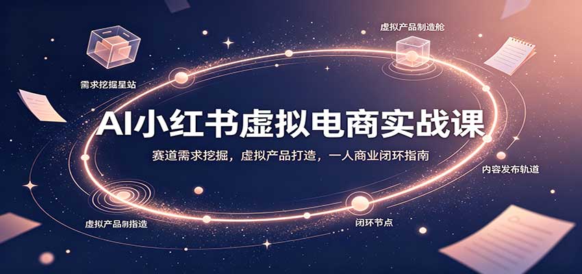 AI小红书虚拟电商实战课：赛道需求挖掘，虚拟产品打造，一人商业闭环指南-优优云创网