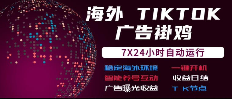 海外TikTok挂G流量变现，7X24自动运行，广告曝光收益，收益日结【揭秘】-优优云创网