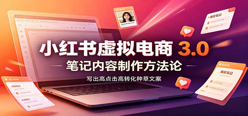 小红书虚拟电商3.0：账号搭建选品开店，笔记内容制作，矩阵投放教学-优优云创网