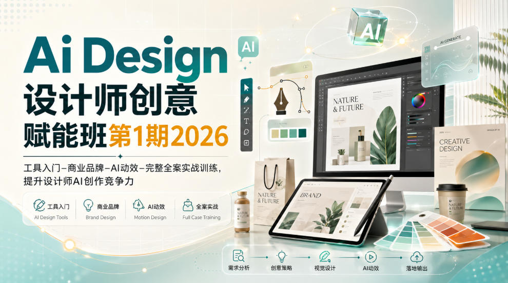 Ai Design设计师创意赋能班第1期2026｜工具入门‑商业品牌‑AI动效‑完整全案实战训练，提升设计师AI创作竞争力-优优云创网