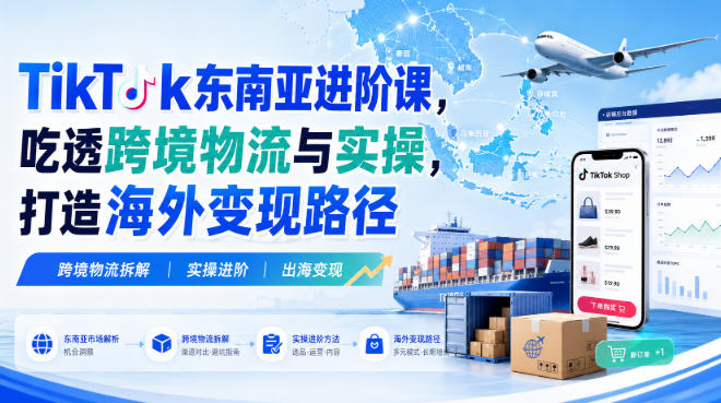 TikTok东南亚进阶课，吃透跨境物流与实操，打造海外变现路径-优优云创网