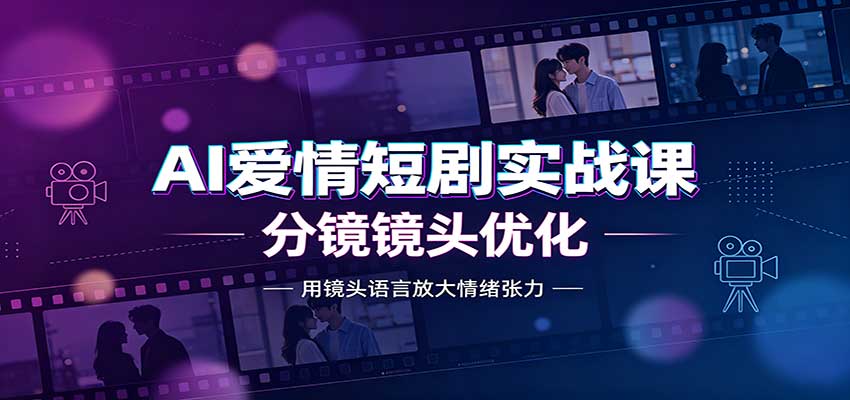 AI爱情短剧实战课：故事剧本创作，分镜镜头优化，智能体提示词-优优云创网