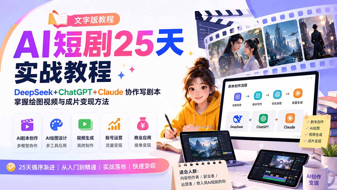 AI短剧25天实战教程(文字版教程-优优云创网