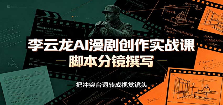 李云龙AI漫剧创作实战课：角色人设还原，脚本分镜撰写，AI漫剧成片完整制作教学-优优云创网