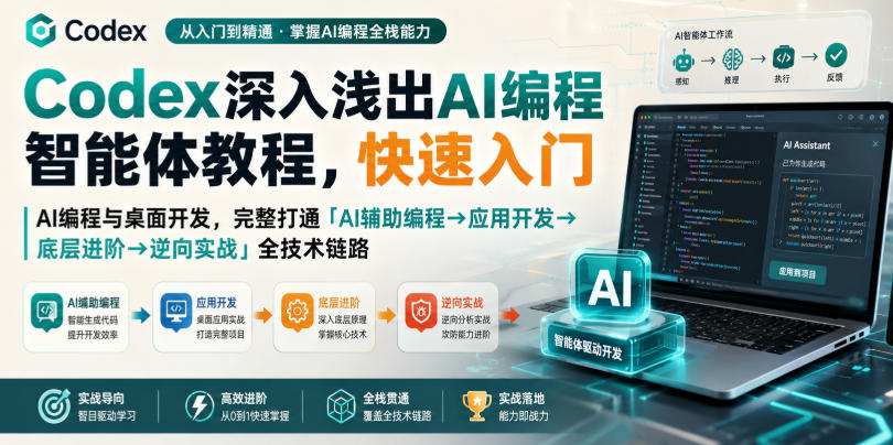 Codex深入浅出AI编程智能体教程，快速入门AI编程与桌面开发，打通「AI辅助编程→应用开发→底层进阶→逆向实战」全技术链路-优优云创网