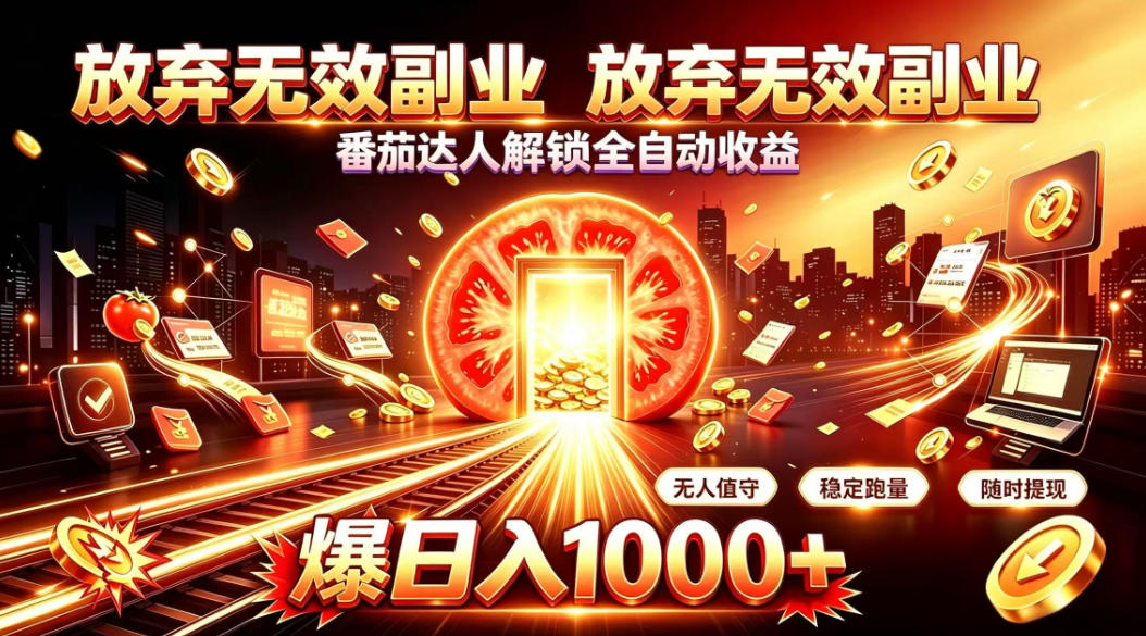 放弃无效副业，番茄达人解锁全自动收益，日入1k+，门槛最低的线上轻资产项目【揭秘】-优优云创网