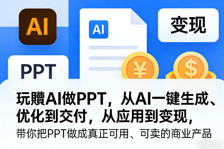 玩賺AI做PPT,从AI一键生成、优化到交付,从应用到变现,带你把PPT做成真正可用、可卖的商业产品(更新0904)-优优云创网