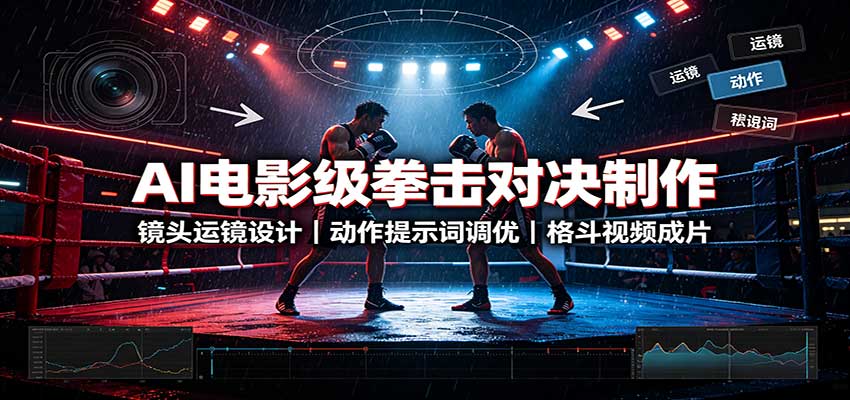 AI电影级拳击对决制作:镜头运镜设计,动作提示词调优,格斗视频成片-优优云创网