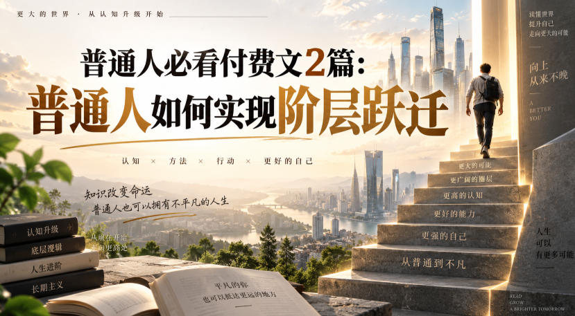 普通人必看付费文2篇:普通人如何实现阶层跃迁-优优云创网