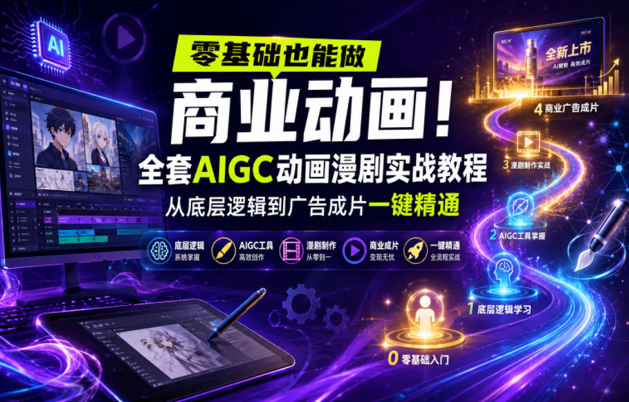 零基础也能做商业动画！全套AIGC动画漫剧实战教程，从底层逻辑到广告成片一键精通(更新0905)-优优云创网