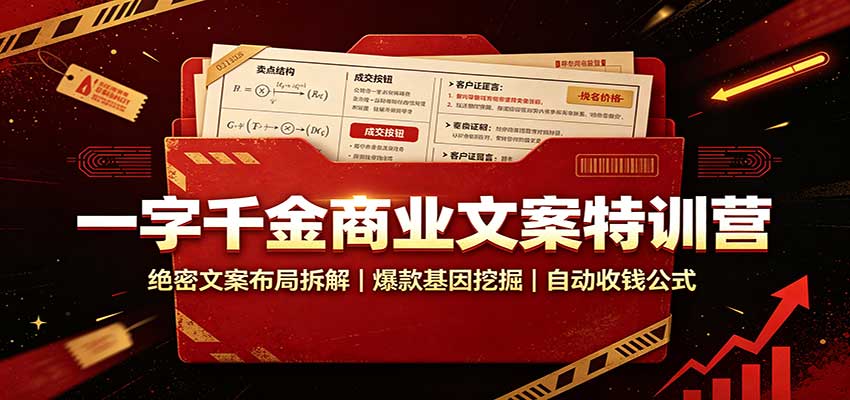 一字千金商业文案特训营：绝密文案布局拆解，爆款基因挖掘，自动收钱公式-优优云创网