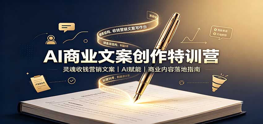 AI商业文案创作特训营:灵魂收钱营销文案,AI赋能,商业内容落地指南-优优云创网