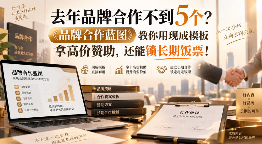 去年品牌合作不到5个？《品牌合作蓝图》教你用现成模板拿高价赞助，还能锁长期饭票！【原创双语字幕】-优优云创网