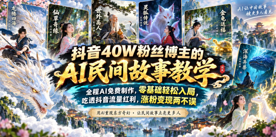 20260908160632912-6843cc9485c81a0b2b693c4e60150227 抖音40W粉丝博主的AI民间故事教学,全程AI免费制作,零基础轻松入局,吃透抖音流量红利,涨粉变现两不误