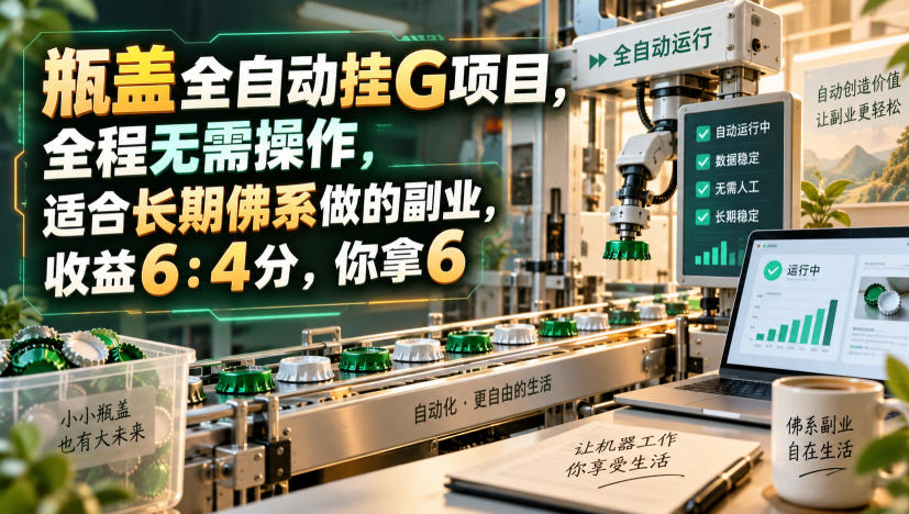 瓶盖全自动挂G项目，全程无需操作，适合长期佛系做的副业，收益6：4分，你拿6【揭秘】-优优云创网