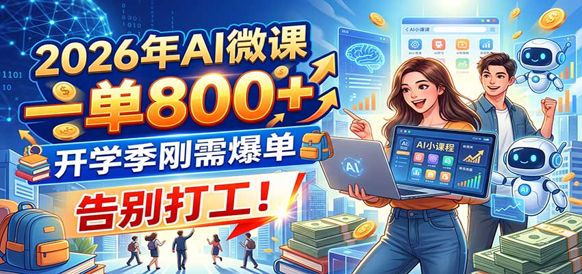 2026年AI微课，一单800+，开学季刚需爆单，告别打工！-优优云创网