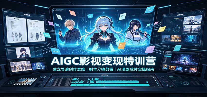 AIGC影视变现特训营：建立导演创作思维，剧本分镜剪辑，AI漫剧成片实操指南-优优云创网
