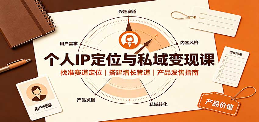 个人IP定位与私域变现课：找准赛道定位，搭建增长管道，产品发售指南-优优云创网