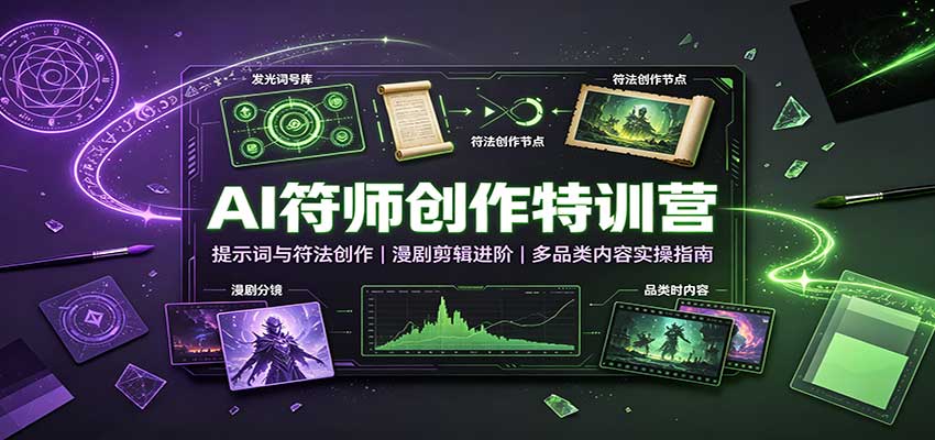AI符师创作特训营:提示词与符法创作,漫剧剪辑进阶,多品类内容实操指南-优优云创网