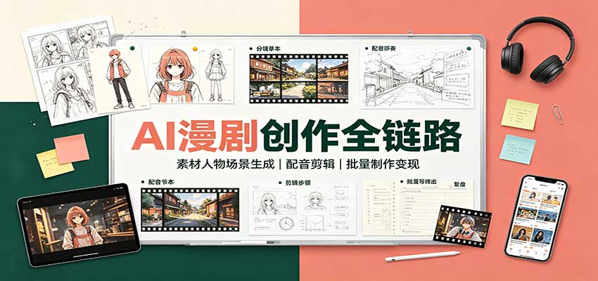AI漫剧创作全链路:素材人物场景生成,配音剪辑,批量制作变现-优优云创网