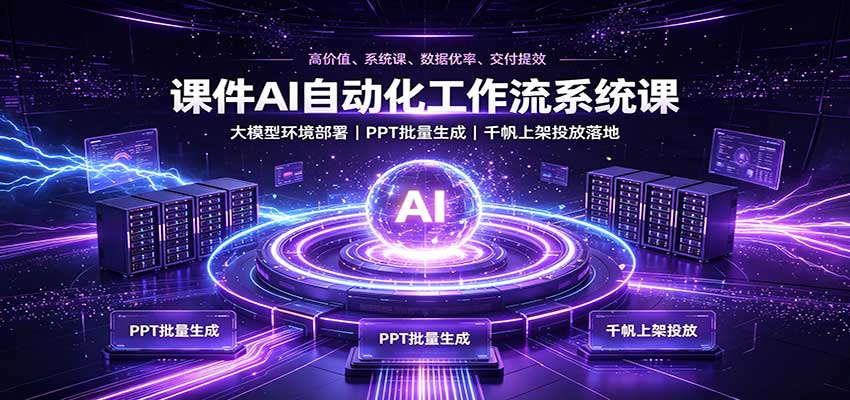 课件AI自动化工作流系统课:大模型环境部署,PPT批量生成,千帆上架投放落地-优优云创网