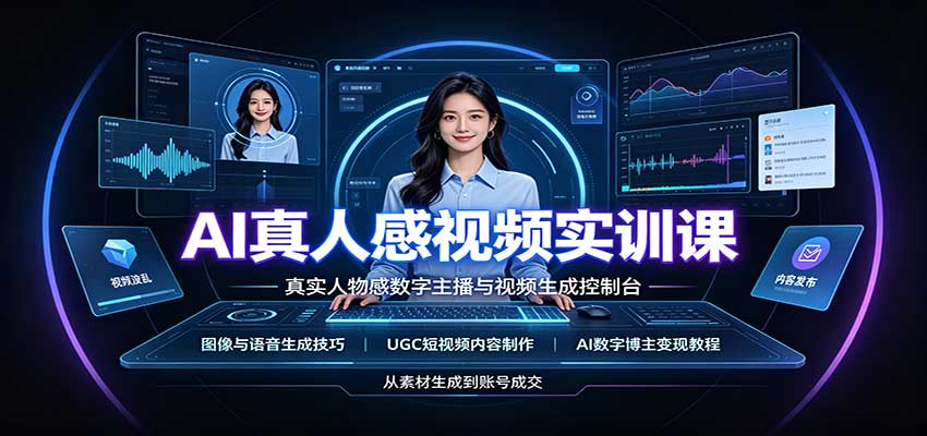 AI真人感视频实训课:图像语音生成,UGC内容制作,AI数字博主变现教程-优优云创网