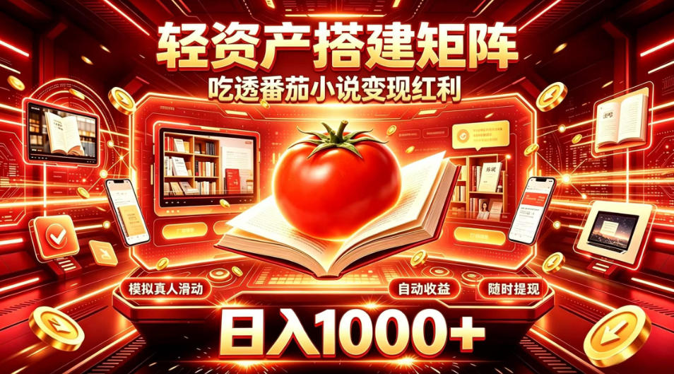 轻资产搭建矩阵，吃透番茄小说变现红利，日入1000+，支持无限矩阵放大【揭秘】-优优云创网