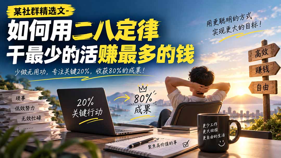 某社群精选文-如何用二八定律干最少的活赚最多的钱-优优云创网