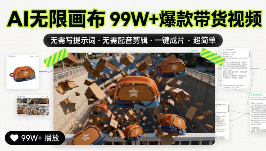 20260912100740314-6ae627b0cd8b9ab387d152f6c1949d31 AI无限画布99W+爆款带货视频,无需写提示词·无需配音剪辑·一键成片·超简单