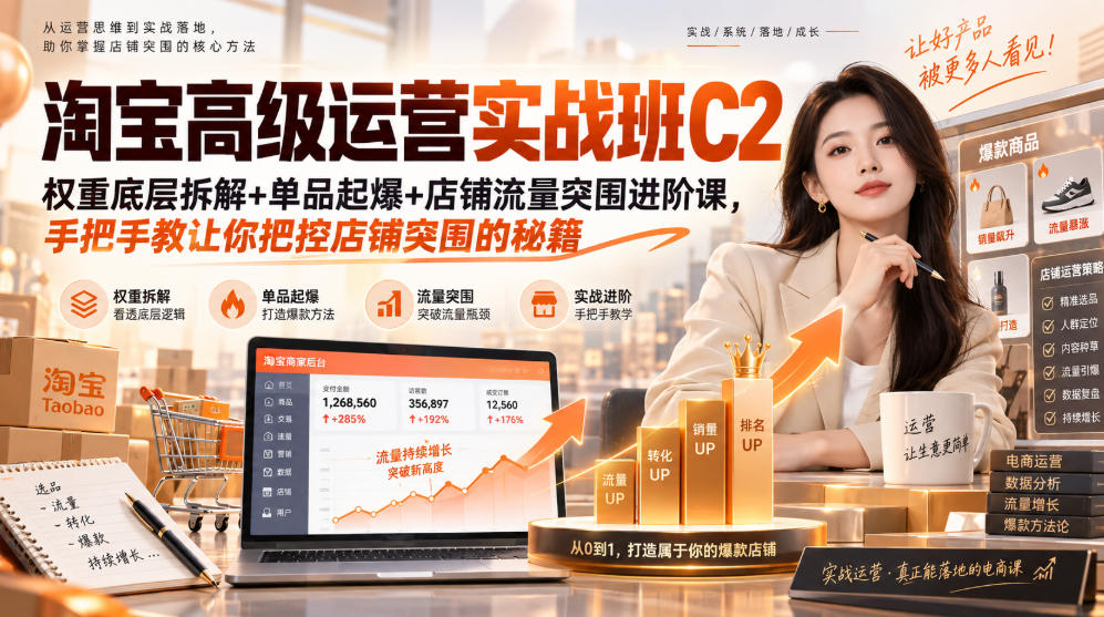20260912102736942-f9504b0cb9e4abbc102ab3061d7f16bb 淘宝高级运营实战班C2|权重底层拆解+单品起爆+店铺流量突围进阶课,手把手教让你把控店铺突围的秘籍