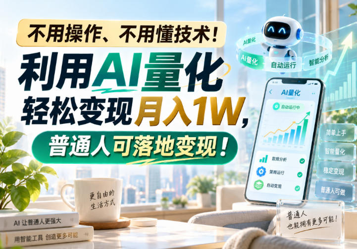 不用操作、不用懂技术！利用AI量化轻松变现月入1W，普通人可落地变现！【揭秘】-优优云创网