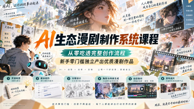 AI生态漫剧制作系统课程，从零吃透完整创作流程，新手零门槛独立产出优质漫剧作品-优优云创网