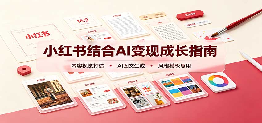 小红书结合AI变现成长指南：账号精准定位，内容视觉打造，搭建可复制流量获客体系-优优云创网
