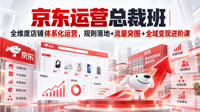 京东运营总裁班|全维度店铺体系化运营,规则落地+流量突围+全域变现进阶课-优优云创网