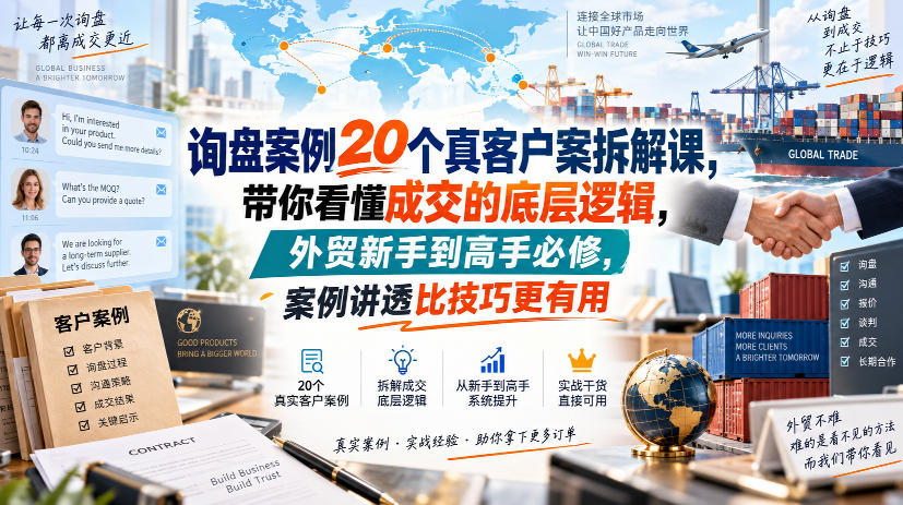 询盘案例20个真客户案拆解课,带你看懂成交的底层逻辑,外贸新手到高手必修,案例讲透比技巧更有用-优优云创网