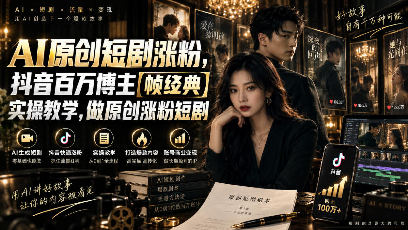20260913141433921-45cf0765efd046dfa0f91332fb0283a0 AI原创短剧涨粉,抖音百万博主【帧经典】实操教学,做原创涨粉短剧