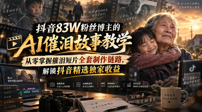20260913201743457-882a08b58ca719ebdc2c46ee1d729d70 抖音83W粉丝博主的AI催泪故事教学,从零掌握催泪短片全套制作链路,解锁抖音精选独家收益