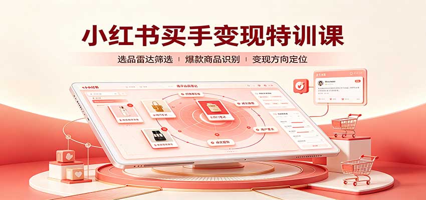 小红书买手变现特训课:账号定位养号起号,选品挂车,笔记标题封面全套教学-优优云创网