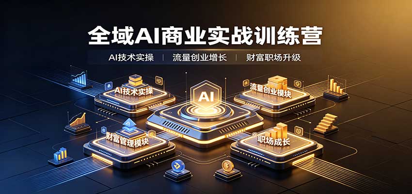全域AI商业实战训练营:涵盖AI技术实操、流量创业、财富管理与职场成长全体系内容-优优云创网