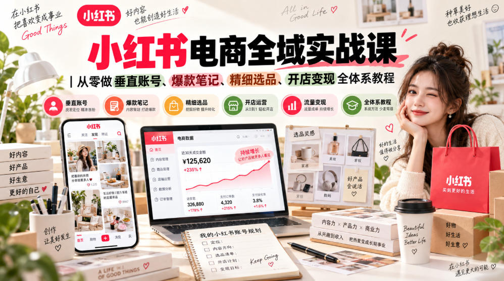 20260915121851242-0061adf6cbac26be277dc1edee365638 小红书电商全域实战课|从零做垂直账号、爆款笔记、精细选品、开店变现全体系教程